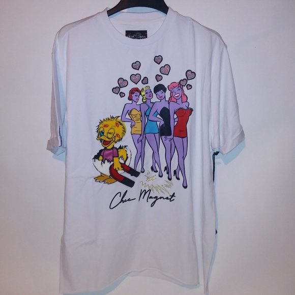 Frost Originals T Shirt Mens 2X White Chic Magnet Rhinestone Bling Stretch - Picture 3 of 13